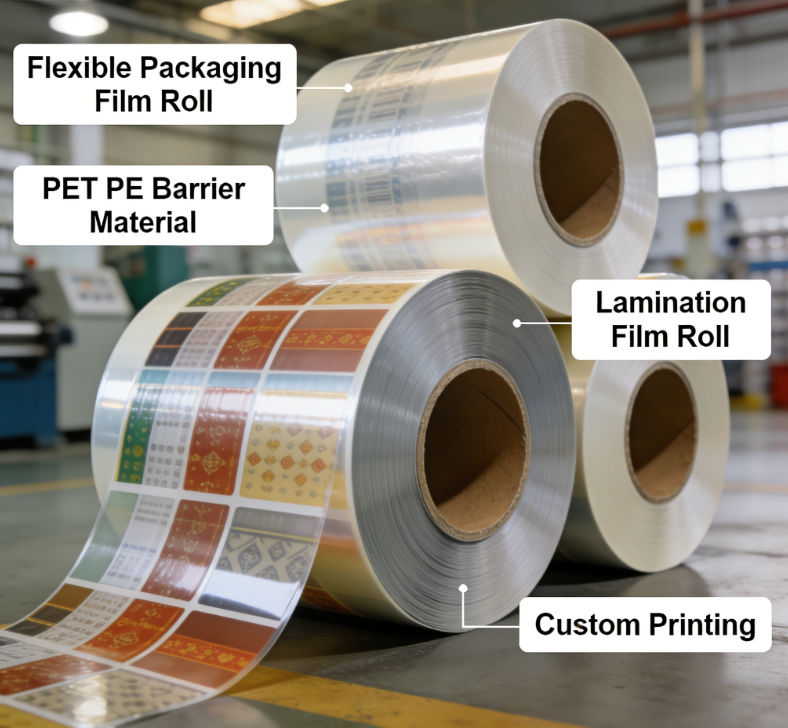 Film Laminasi BOPP Food Grade Roll Film Kemasan Fleksibel Cetak Kustom